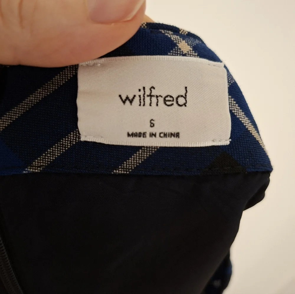 Wilfred Women's Blue & White Preppy Check/Plaid Mini Skirt (Size S) - Picture 5 of 6